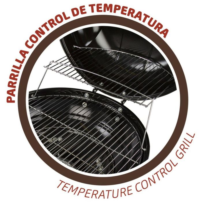 Barbacoa de Carbón con Ruedas Aktive Aluminio Metal esmaltado textileno 57 x 86 x 57 cm Negro 4 Barbacoa de Carbón con Ruedas Aktive Aluminio Metal esmaltado textileno 57 x 86 x 57 cm Negro 4