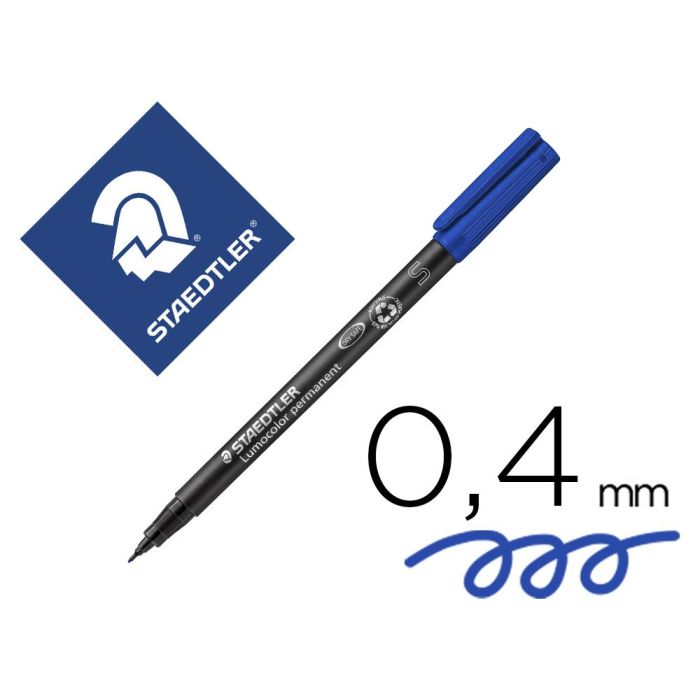 Rotulador Staedtler Lumocolor Retroproyeccion Punta De Fibra Permanente 313-3 Azul Punta Super Fina Redonda 0.4 mm 10 unidades