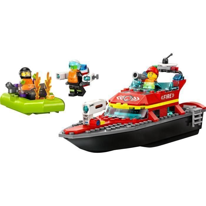 LEGO CITY 60373 El bote de rescate de bomberos, juguete flotante con jetpack y minifiguras 1