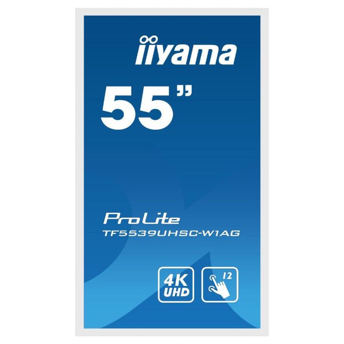 iiyama TF5539UHSC-W1AG Pantalla Táctil Interactiva 55" 4K UHD PCAP IPS 15 Puntos Open Frame Antirreflejos Touch-Through-Glass Blanca Uso 24/7 2