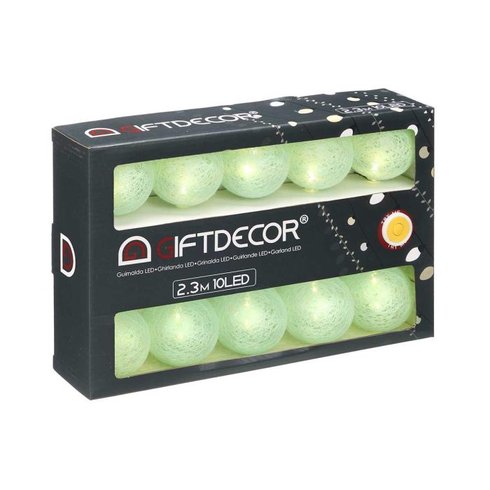 Tira LED 10 Bola Menta Giftdecor 31x20x6.5 cm, Verde, 2.30 m, Luz cálida (12 Unidades) Tira LED 10 Bola Menta Giftdecor 31x20x6.5 cm, Verde, 2.30 m, Luz cálida (12 Unidades)