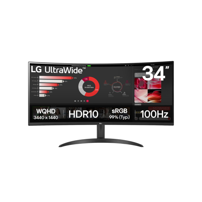 LG 34WR50QK-B Monitor Curvo Ultrapanorámico 34" WQHD (3440x1440) 21:9 1800R VA 100Hz 5ms sRGB 99% HDR10 Negro LG 34WR50QK-B Monitor Curvo Ultrapanorámico 34" WQHD (3440x1440) 21:9 1800R VA 100Hz 5ms sRGB 99% HDR10 Negro
