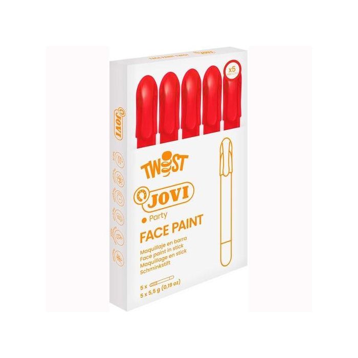 Jovi Maquillaje en Stick Twist Face Paint Rojo – Estuche de 5 Unidades