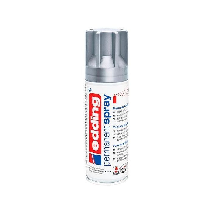 Edding Pintura Permanente En Spray Bote 200 mL Plata Mate