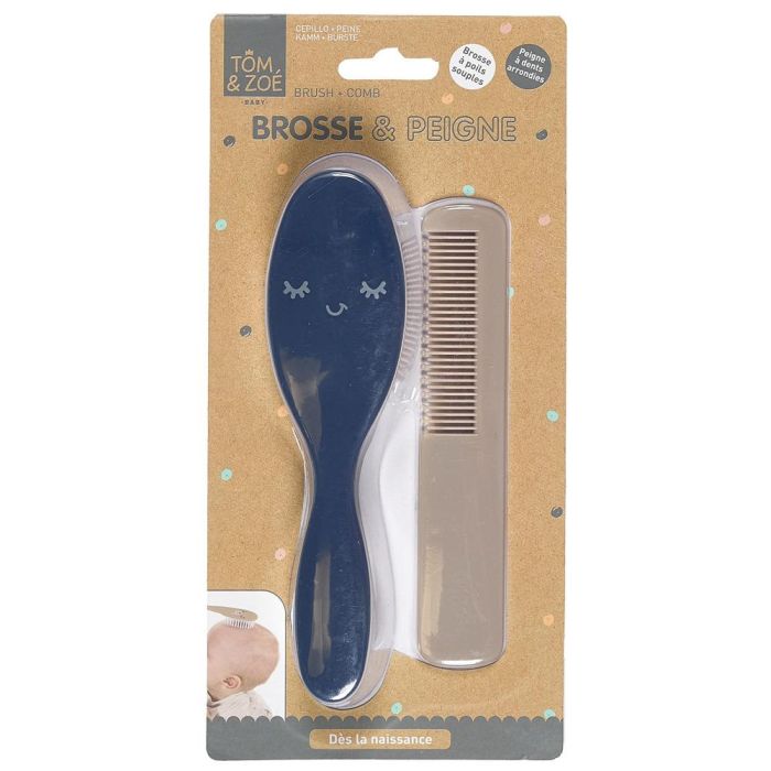 Tom et Zoe Juego Peine y Cepillo Bebé, Puericultura, Azul, Amarillo, Gris 1