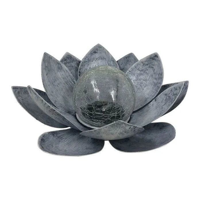 Galix Nenúfar Solar Lirio de Agua Metal/Vidrio 7 Lúmenes Duración 8 Horas Luz LED Blanca Bola Crepitante Exterior 1