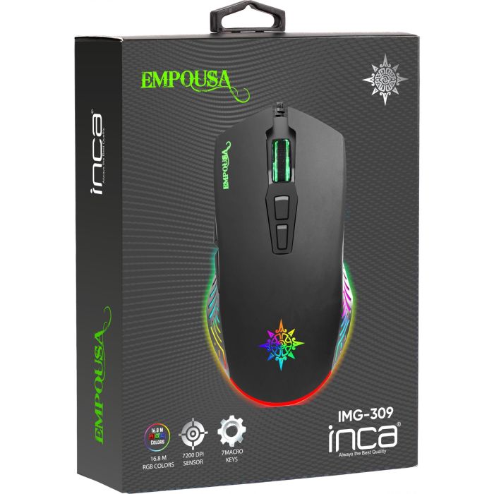 INCA Gaming Maus IMG-309 7200 DPI. RGB. 7 Tasten. USB. SW retail 3 INCA Gaming Maus IMG-309 7200 DPI. RGB. 7 Tasten. USB. SW retail 3
