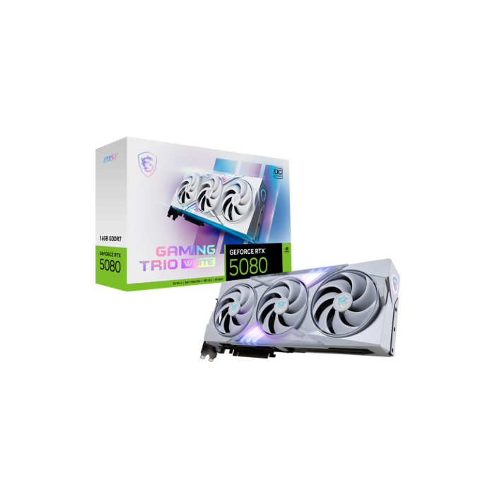 MSI GAMING GEFORCE RTX 5080 16G TRIO OC WHITE Tarjeta Gráfica NVIDIA 16 GB GDDR7 PCIe x16 5.0 912-V531-049