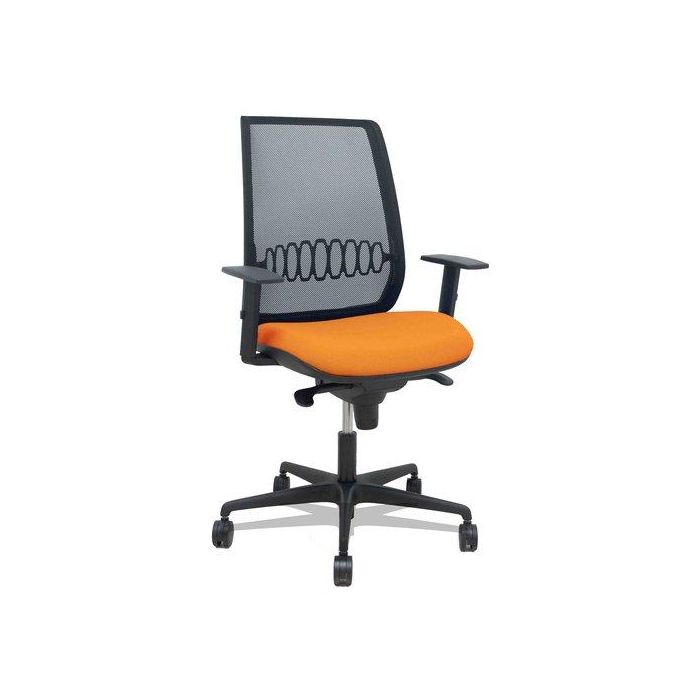 Silla Piqueras Y Crespo Alares Brazos Regulables Ergonomica Mecanismo Sincro Respaldo Malla Negra Asiento Tapizado Bali Naranja