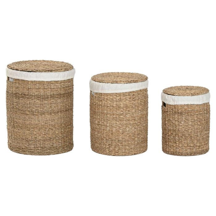 Juego de Cestas Home ESPRIT Blanco Natural Hierba marina Tropical (3 Piezas) Juego de Cestas Home ESPRIT Blanco Natural Hierba marina Tropical (3 Piezas)
