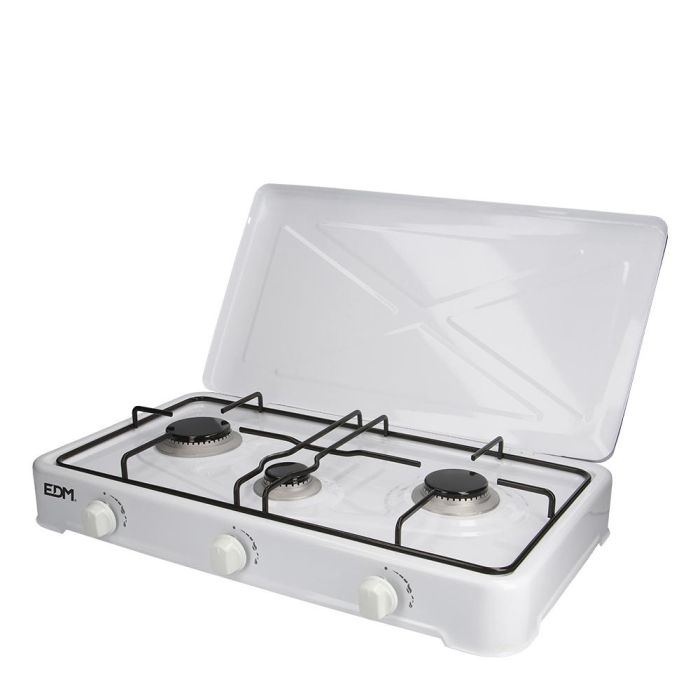 Edm Cocina de gas esmaltada 3 fuegos Blanco 60x37x10 cm Edm Cocina de gas esmaltada 3 fuegos Blanco 60x37x10 cm