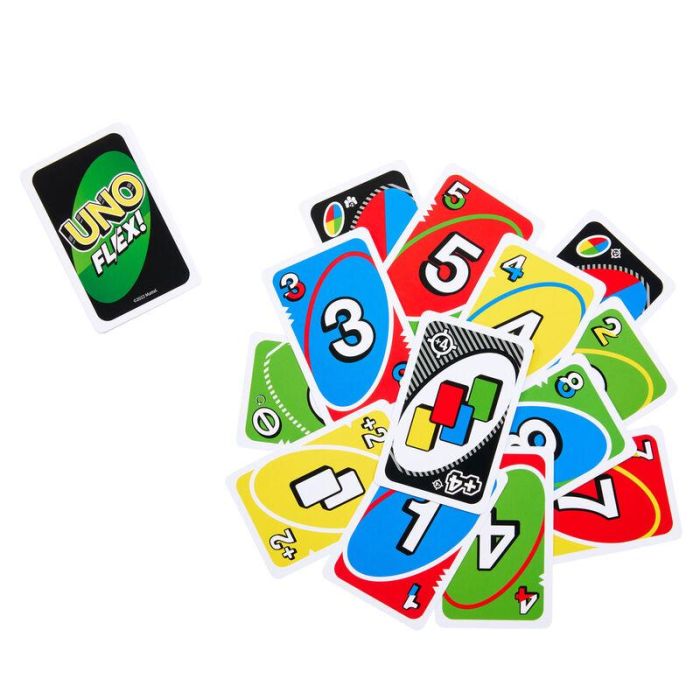 Mattel Games Hmy99 Juego de Cartas UNO Flex con Cartas Especiales para Cambiar Color, Juego Familiar +7 Años, Multilenguaje 2 Mattel Games Hmy99 Juego de Cartas UNO Flex con Cartas Especiales para Cambiar Color, Juego Familiar +7 Años, Multilenguaje 2