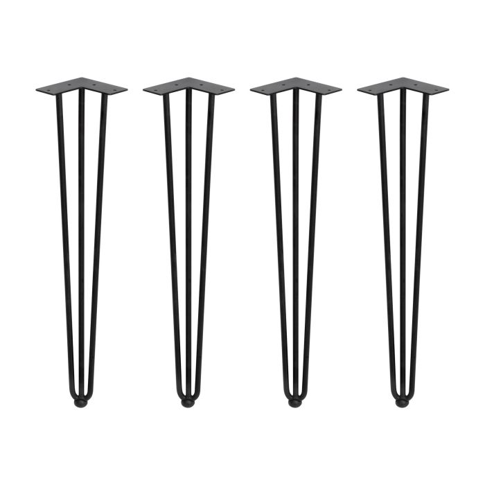 Emuca Lote de 4 patas Hairpin de 3 varillas para mesa, altura 710mm, Acero, Pintado negro