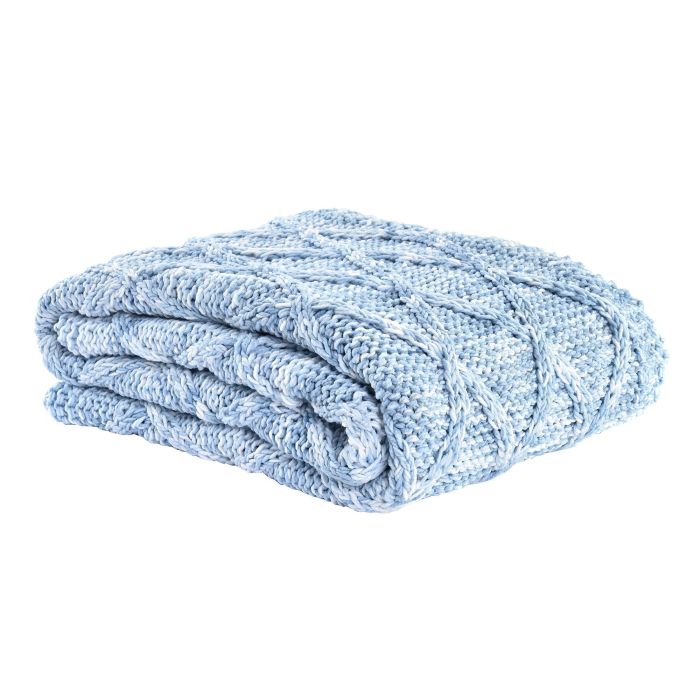 DKD Home Decor Plaid Alpino Poliéster Azul Celeste 125x150 cm 580 gsm (2 Unidades) 1