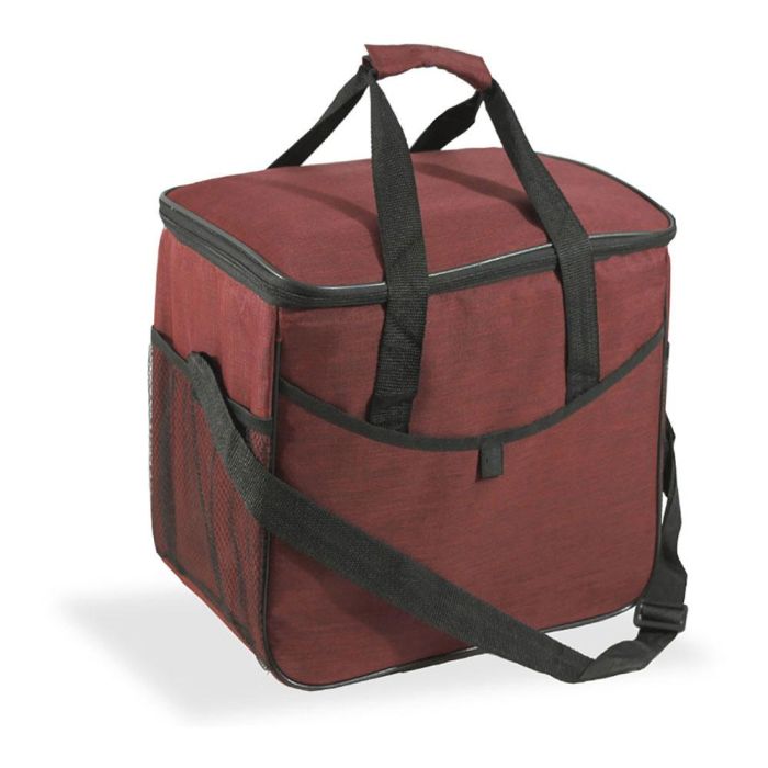 Nevera diseño tejana con asas, color granate, 21 l