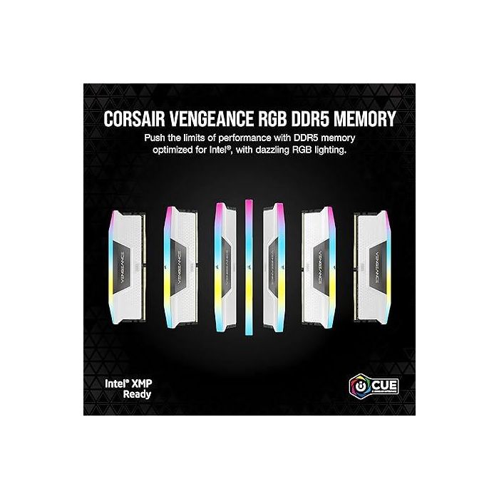 Corsair Memoria DDR5 64GB (2x32GB) 5600MHz Vengeance RGB Blanca CMH64GX5M2B5600C40W - Iluminación RGB, Intel XMP 3.0 1 Corsair Memoria DDR5 64GB (2x32GB) 5600MHz Vengeance RGB Blanca CMH64GX5M2B5600C40W - Iluminación RGB, Intel XMP 3.0 1