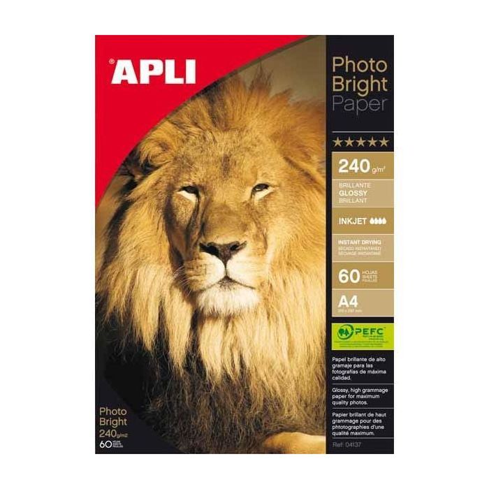 Apli Papel Fotográfico Profesional Photo Bright A4 240 gr Inkjet Paquete 60H Blanco Brillo Apli Papel Fotográfico Profesional Photo Bright A4 240 gr Inkjet Paquete 60H Blanco Brillo