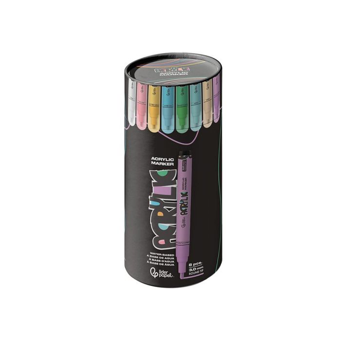 Rotulador Liderpapel Acrylic Base Agua Todo Tipo De Superficie Punta Redonda 3 mm Caja De 8 Unidades Colores 1 Rotulador Liderpapel Acrylic Base Agua Todo Tipo De Superficie Punta Redonda 3 mm Caja De 8 Unidades Colores 1