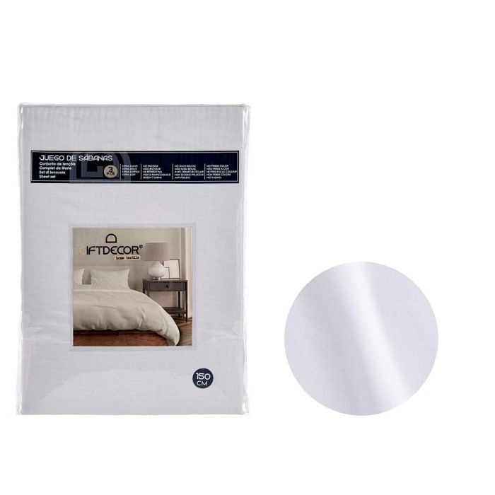 Set 3 Sábanas 150 cm Blanco - Giftdecor | 100% Poliéster | Incluye Encimera, Almohada y Bajera (12 Unidades) Set 3 Sábanas 150 cm Blanco - Giftdecor | 100% Poliéster | Incluye Encimera, Almohada y Bajera (12 Unidades)