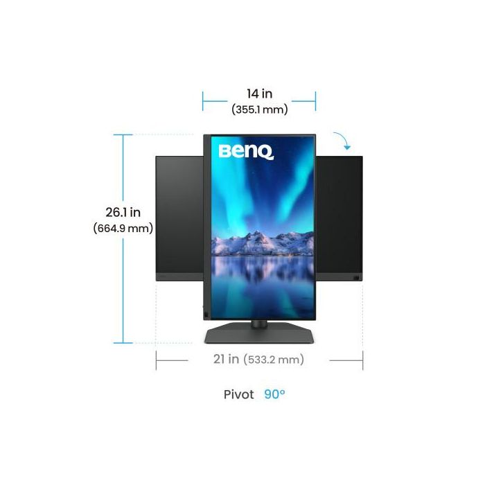 BenQ SW242Q Monitor para Fotógrafos 24.1" IPS 2K 2560x1600, 99% Adobe RGB, 98% P3, USB-C 90W, Calibración Hardware, Ref. 9H.LLVLA.TBE 3