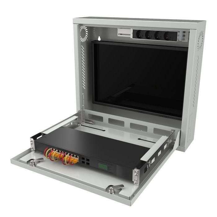 Lanview 19'' Rack Cabinet 1U Wallmount Slim con PDU Tipo E. Caja de Seguridad para DVR/NVR y Videovigilancia 2