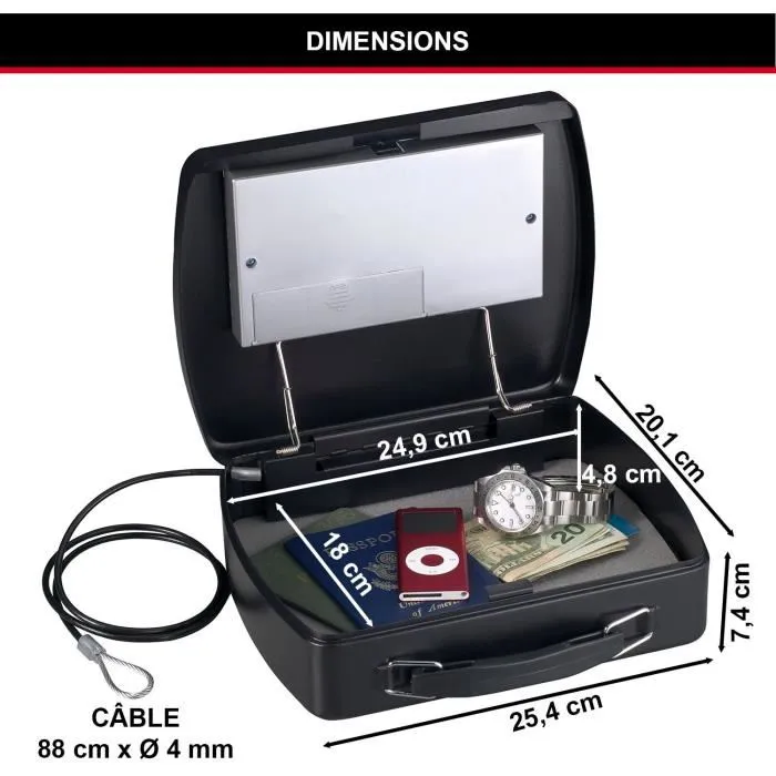 Master Lock Estuche de Seguridad Portátil para Viajar con Cable y Combinación Electrónica + Llave 5