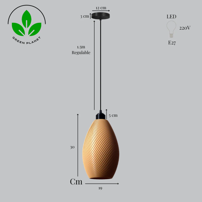 Paval Lámpara Colgante Beige/Florón Negro/Cable Negro, Iluminación Moderna y Sostenible para Hogar y Oficina