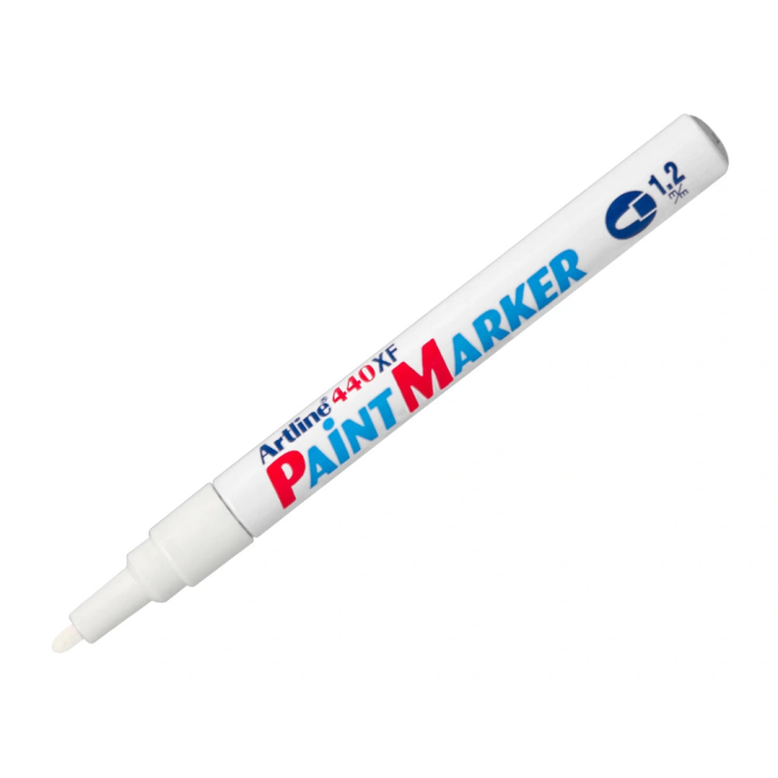 Artline EK-440 XF Rotulador Marcador Permanente Blanco Punta Redonda 1.2 mm para Metal, Caucho y Plástico 4