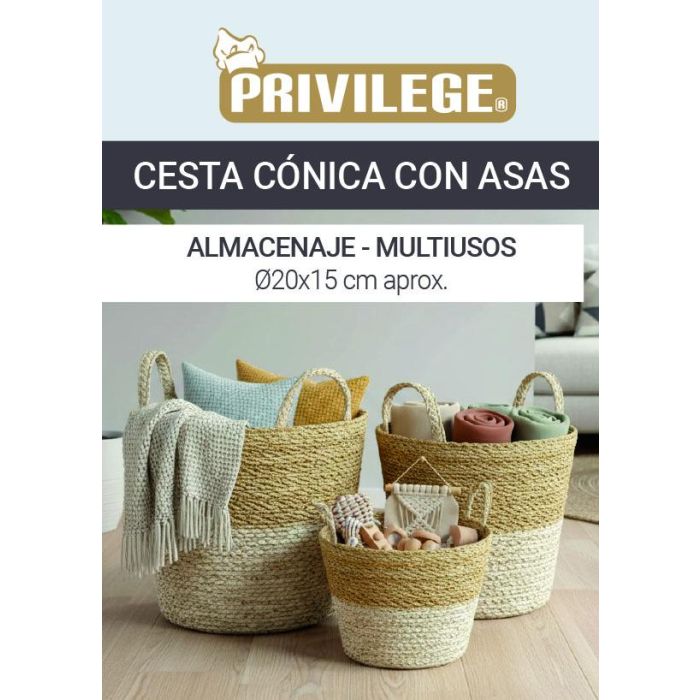 Inde Cesta Cónica Seagrass con Asas 20 cm 7