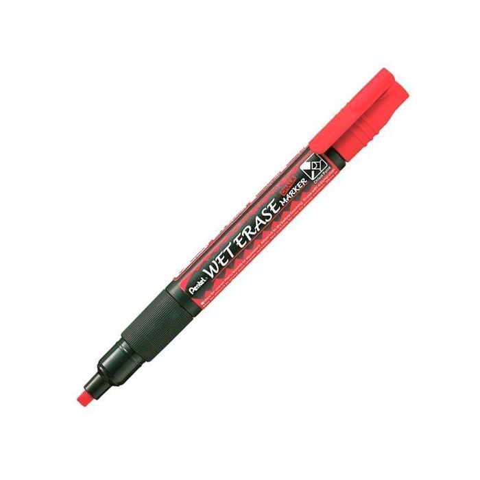 Pentel Marcador de Tiza Líquida Wet Erase Rojo - Caja de 12 Unidades