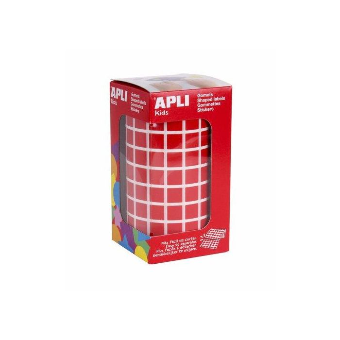 Apli Gomets Cuadrados 10 mm Rojo - Rollo 6372 Unidades - Adhesivo Permanente para Escuelas y Talleres