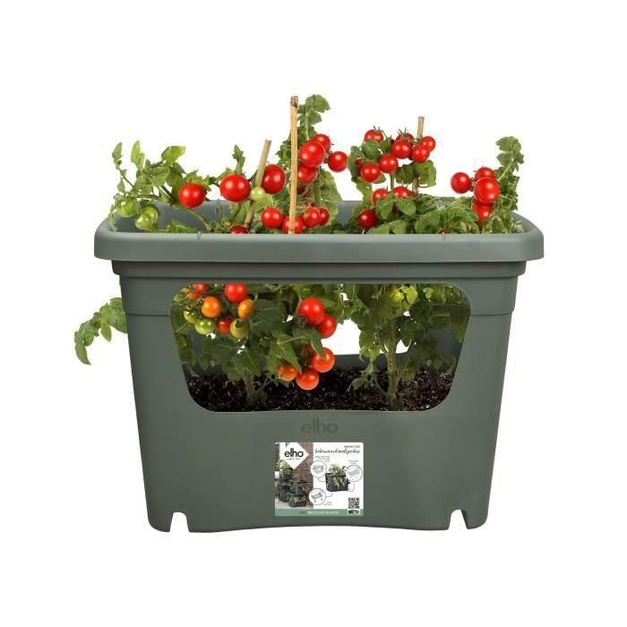 ELHO - Maceta - Green Basics Stack & Grow Large - Verde hoja - Exterior - L 35.1 x W 50.9 x H 35.7 cm 1