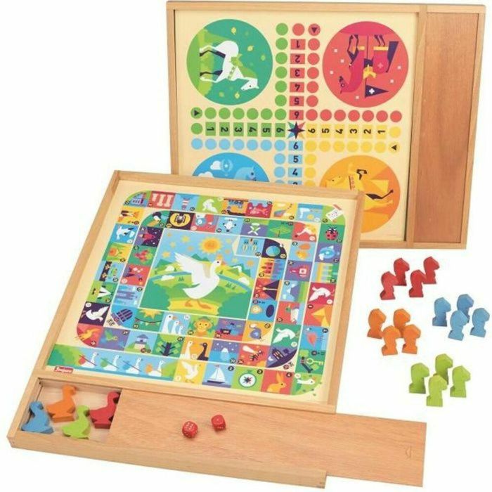 JEUJURA Juego de Gansos y Caballos con Estuche de Madera, 41x33x2.5 cm, a Partir de 3 Años