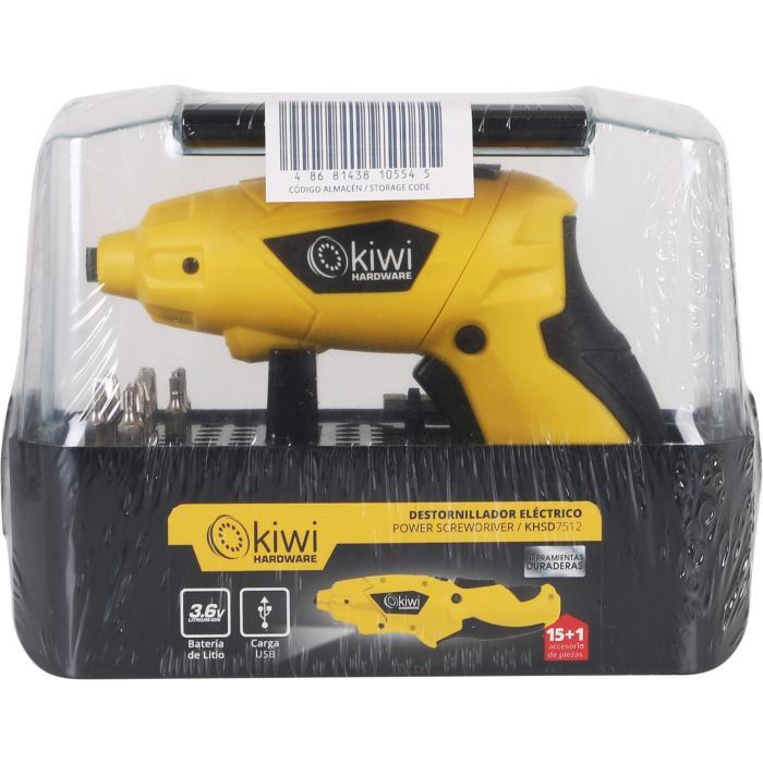 Set de Destornillador Eléctrico Inalámbrico con 15 Accesorios - Kiwi (5 Cajas) 1 Set de Destornillador Eléctrico Inalámbrico con 15 Accesorios - Kiwi (5 Cajas) 1