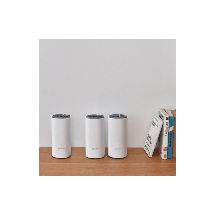 TP-Link Deco E4 Sistema WiFi Mesh AC1200 Doble Banda, Pack 3 unidades con Cobertura de 370m² y Roaming Continuo 1
