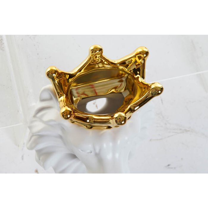 DKD Home Decor Jarrón Glam de Dolomite Blanco y Dorado, 14x9x21 cm, con diseño León (4 Unidades) 2 DKD Home Decor Jarrón Glam de Dolomite Blanco y Dorado, 14x9x21 cm, con diseño León (4 Unidades) 2