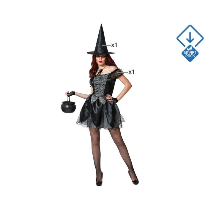 Disfraz de Bruja Pociones Mágicas para Mujer - Negro/Gris - Talla XS-S - Halloween Disfraz de Bruja Pociones Mágicas para Mujer - Negro/Gris - Talla XS-S - Halloween