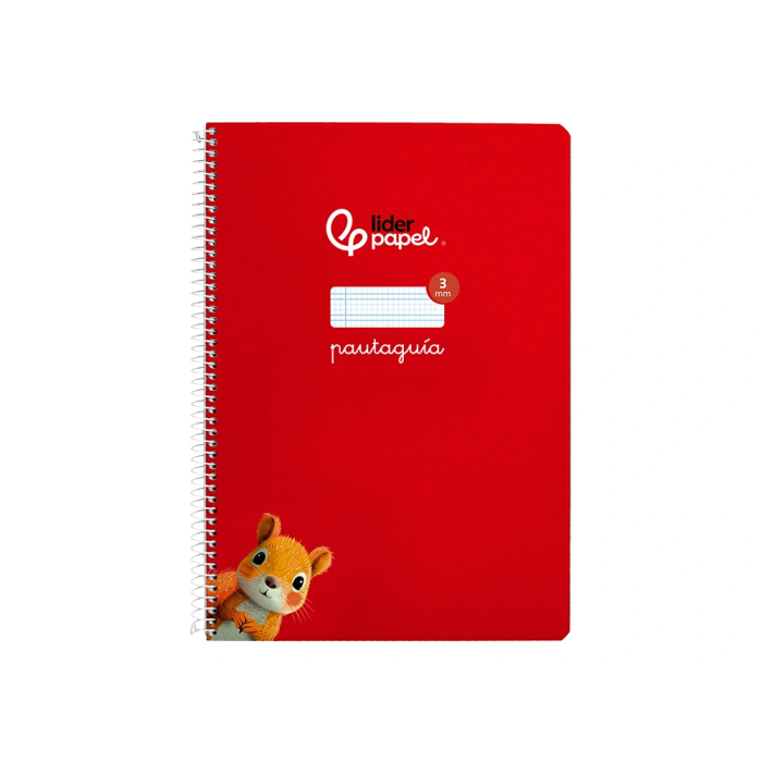 Liderpapel Cuaderno Pautaguía Espiral A4 Tapa Dura 80 Hojas 90 gr Cuadro Pautado 3mm Rojo 1