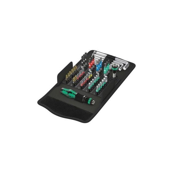 Wera KK 100 Kraftform Kompakt - Juego de 52 puntas y destornilladores con funda