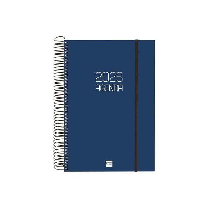 Agenda Anual (2026) Catalan Finocam Espiral Opaque Espiral Tapa Pp Con Goma E11 165X242 D/P Blau