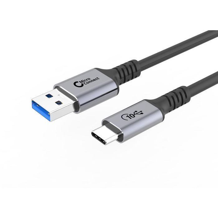 MicroConnect Cable USB-C a USB-A 0.25m, USB 3.2 Gen 2, 10Gbps, Carga Rápida 60W, Power Delivery