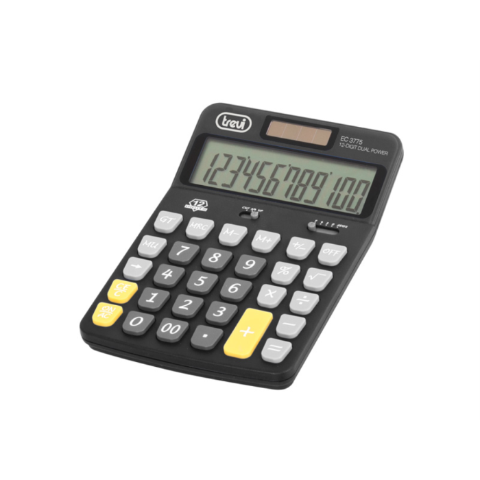 Trevi EC 3775 Calculadora Financiera de Escritorio 12 Dígitos Alimentación Batería/Solar Pantalla Matriz de Puntos Negro
