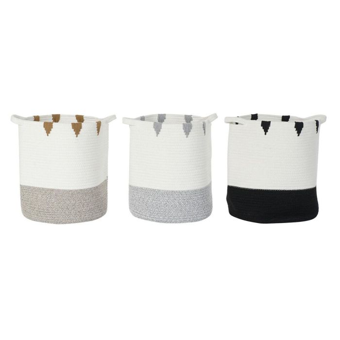DKD Home Decor Cesta de Almacenamiento Estilo Boho Algodón Blanco Mostaza y Colores Surtidos 34x34x40 cm - Pack de 3 0 DKD Home Decor Cesta de Almacenamiento Estilo Boho Algodón Blanco Mostaza y Colores Surtidos 34x34x40 cm - Pack de 3 0