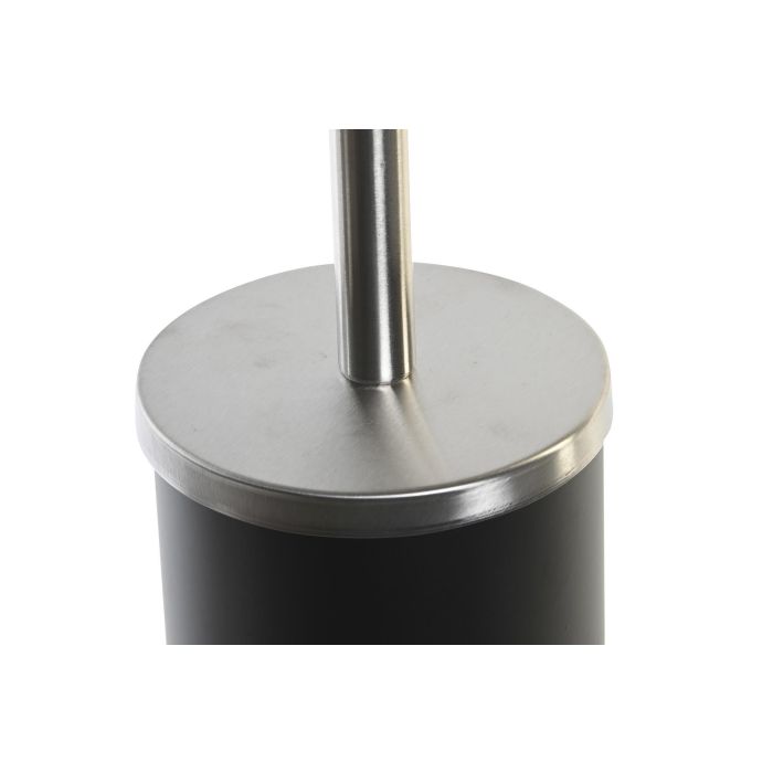 DKD Home Decor Escobillero Loft para Baño de Metal y Acero Inoxidable - Colores Negro y Plateado - Medidas 10 x 38.4 x 10 cm 1