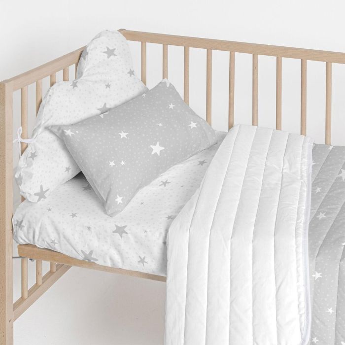 Protector de Cuna HappyFriday Basic Kids Little star Gris 60 x 40 cm 1 Protector de Cuna HappyFriday Basic Kids Little star Gris 60 x 40 cm 1