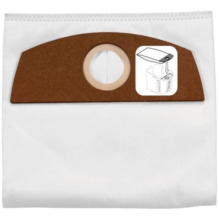 Metabo 5 Bolsas filtrantes para aspiradora de tejido no tejido, resistentes y duraderas, para polvo fino, pintura y lijado