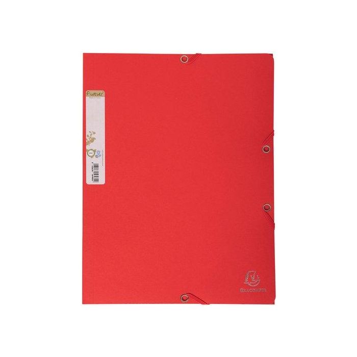 Carpeta De Gomas Y Solapas Exacompta Forever Carton A4 Con Etiqueta Rojo