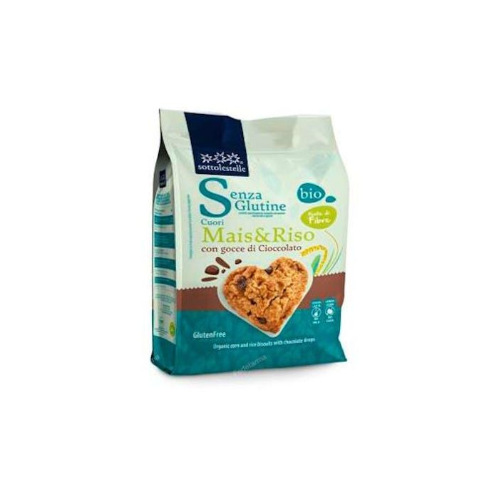 SOTTOLESTELLE Galletas Maíz Arroz con Chips de Chocolate 250g Bio Sin Gluten, Leche, Huevo Veganas