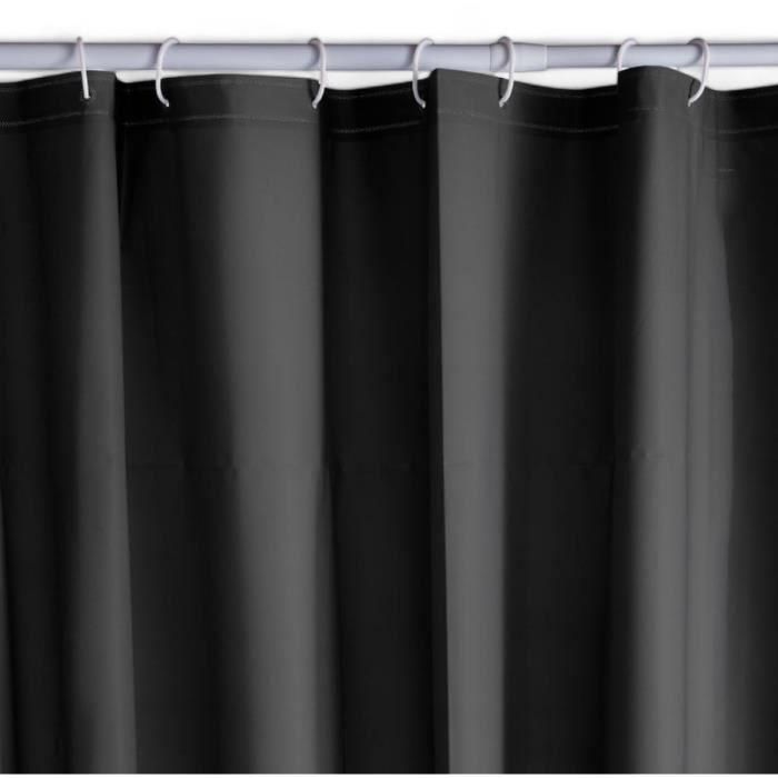 Cortina de ducha con diseño de gofres - Negra - PEVA - 180 x 200 cm - 12 ganchos - UTILITY - TODAY Cortina de ducha con diseño de gofres - Negra - PEVA - 180 x 200 cm - 12 ganchos - UTILITY - TODAY