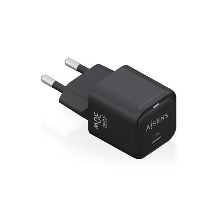 Cargador de Pared GaN Aisens ASCH-30W1P019-BK/ 1xUSB Tipo-C/ 30W Cargador de Pared GaN Aisens ASCH-30W1P019-BK/ 1xUSB Tipo-C/ 30W